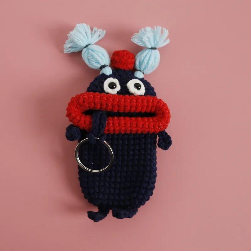 Забавные вязаные крючком брелоки Вязание Милая кукла с сосисочным ртом Держатель для ключей Полезная вязаная сумка для хранения Брелоки для автомобильных ключей Оптовая торговля
