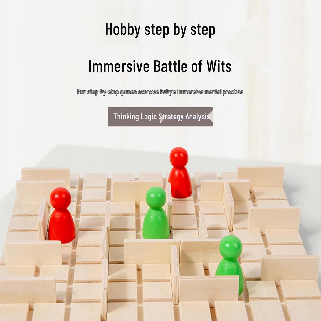 Wooden Two-Player Children's Logic Chess Game – Educational Multi-Player Brain Teaser