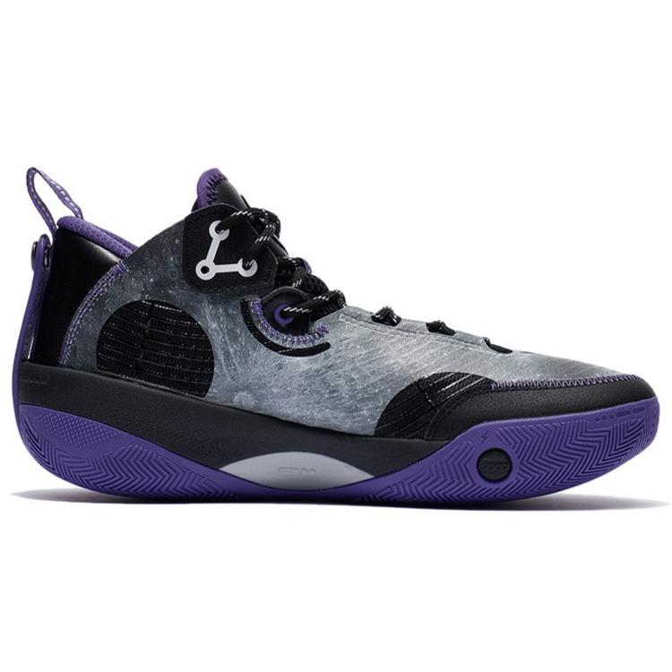 Li Ning Shadow 3 Амортизирующие Скользкие Устойчивые к истиранию Низкие Баскетбольные Кроссовки Мужские Черно-Фиолетовые ABPR049-5
