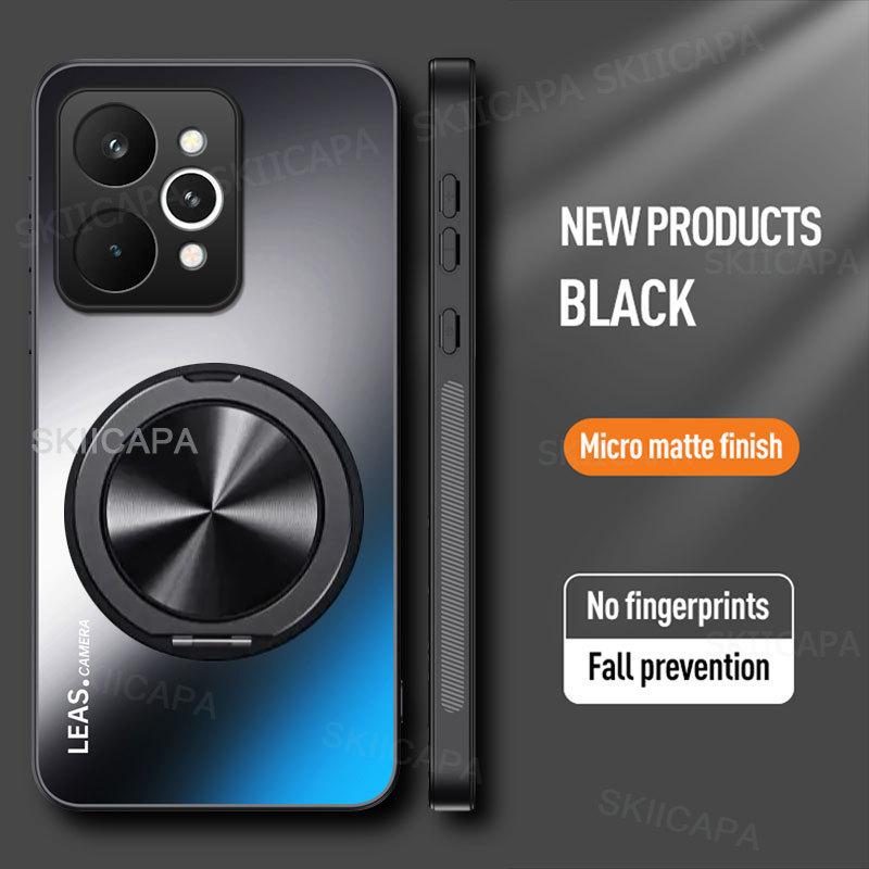 AG Matte Magnetic Case for Realme 15 Pro 5G 360° Rotating Ring Holder Wireless Charging Hard Cover for Realme 15 5G