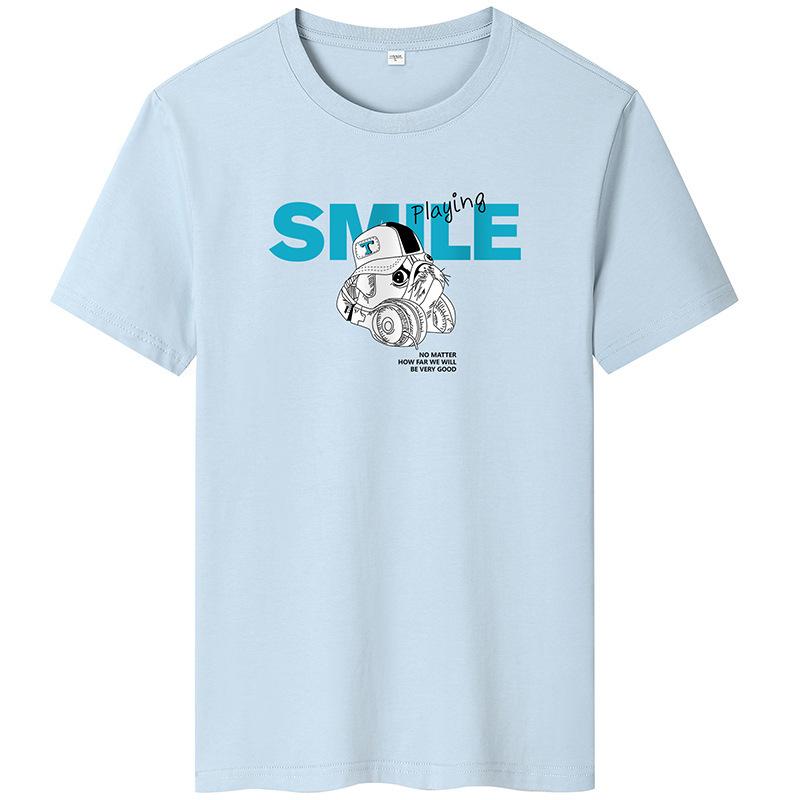 Мужская модная футболка с принтом улыбки, 7 цветов, футболка из чистого хлопка с короткими рукавами