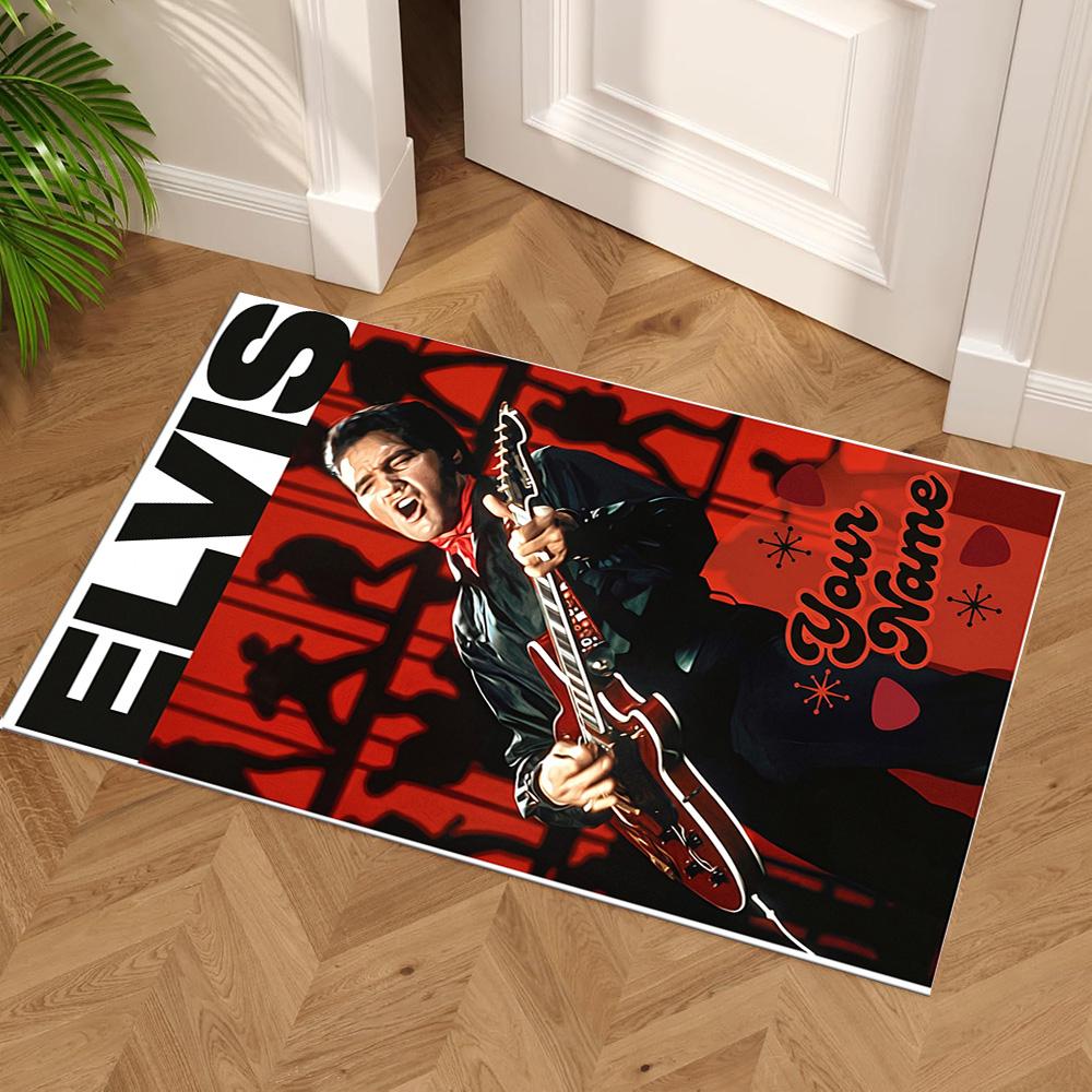 Elvis Presley Personalized Name Floor Rug Office Rug Perfect for Study room Entryway Foyer Balcony Antislip Carpet Anime Office Decor