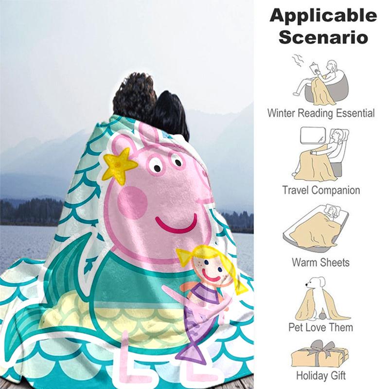 1pc Blanket Peppa Pig2 Print Design, Lightweight Blanket for Sofa, Bed- Soft &Warm, Gift for All Seasons like Christmas, Halloween
