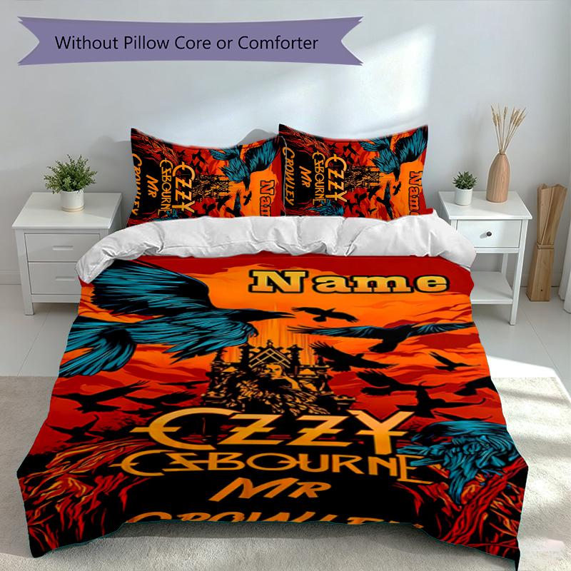 3pcs Custom Name rock Ozzy Osbourne Bedding Set,Includes 1 Duvet Cover and 2 Pillowcases,All-season Bedroom Decor