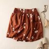 Хлопковые шорты женские летние винтажные свободные большие размеры с высокой талией повседневные принты эластичные удобные брюки