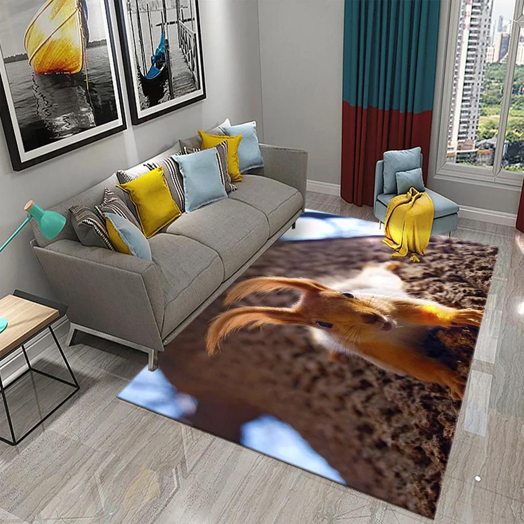 Милый ковер с белкой, забавный коврик для пола с диким животным для декора ванной комнаты, ковер противоскользящий для гостиной, кухни, коврики для ванной комнаты