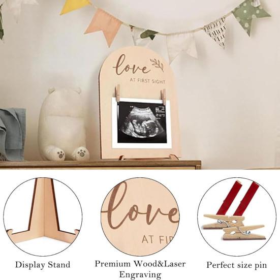Photo Frame Desktop Decoration Wooden Baby Sonogram Picture Frame Ornament Pregnancy Announcement