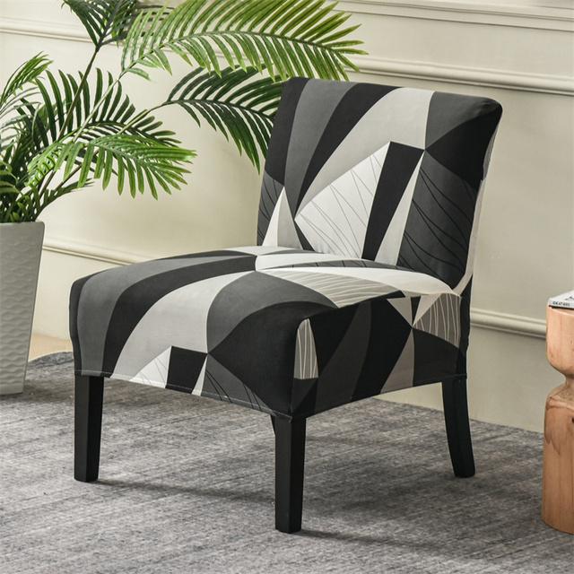 Christmas Print Accent Armless Chair Cover Single Sofa Stool Slipcover Nordic Stretch Chair Covers Elastic Couch Protector Cover