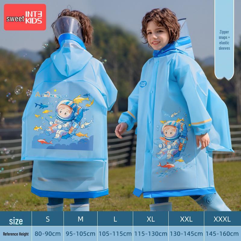 2025 Новый водонепроницаемый плащ для девочек на всю длину тела для начальной школы, надевается поверх рюкзака