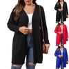 Women's Long Sleeved Solid Color Loose Cardigan Top Knitted Jacket