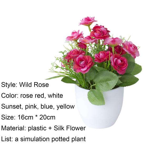 1 комплект искусственных растений в горшках, реалистичные декоративные пластиковые широкие розы, имитация бонсай для стола ресторана и дома