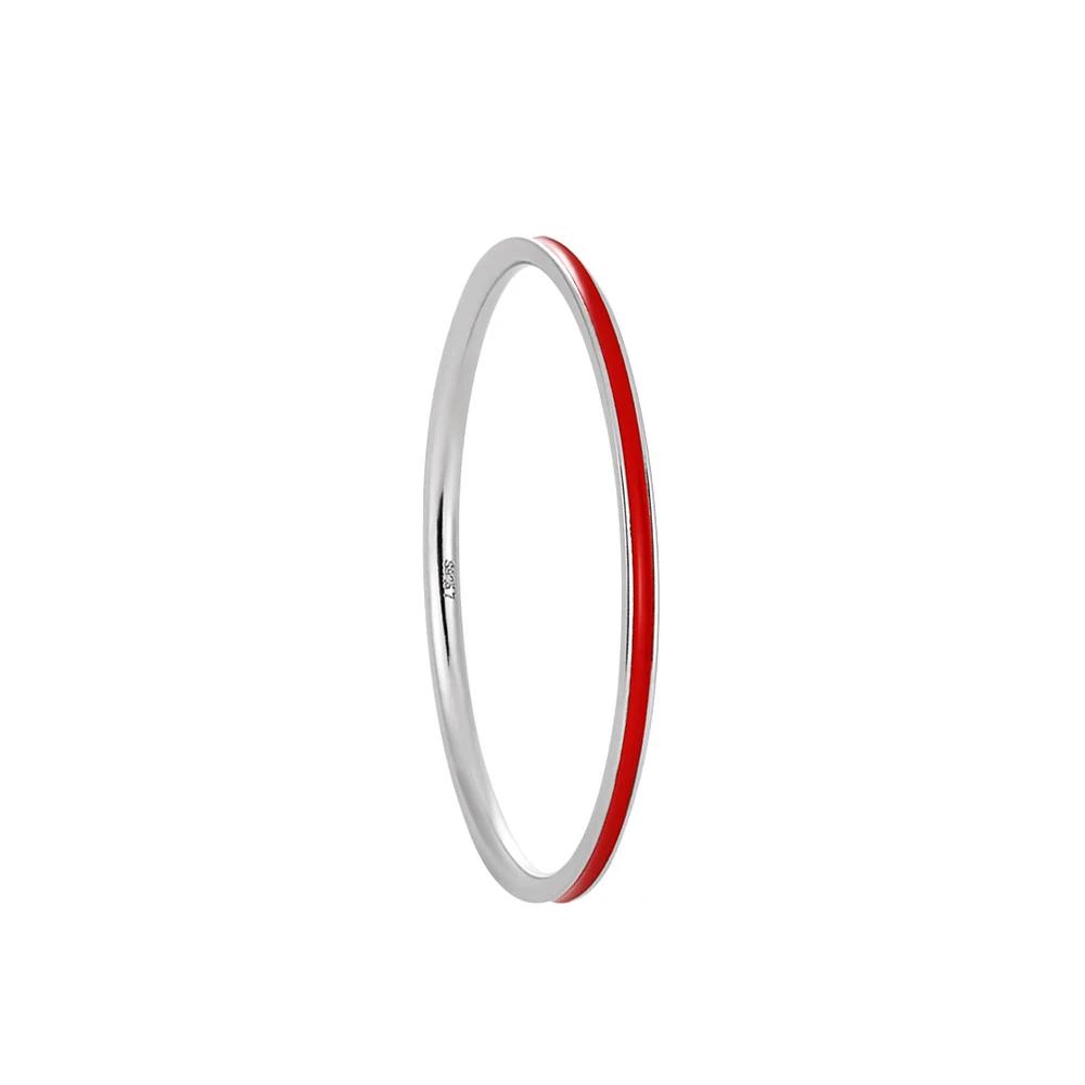 YIZIZAI Real 925 Sterling Silver Simple Thin Enamel Red Black Finger Rings For Women Wedding Jewelry Gifts