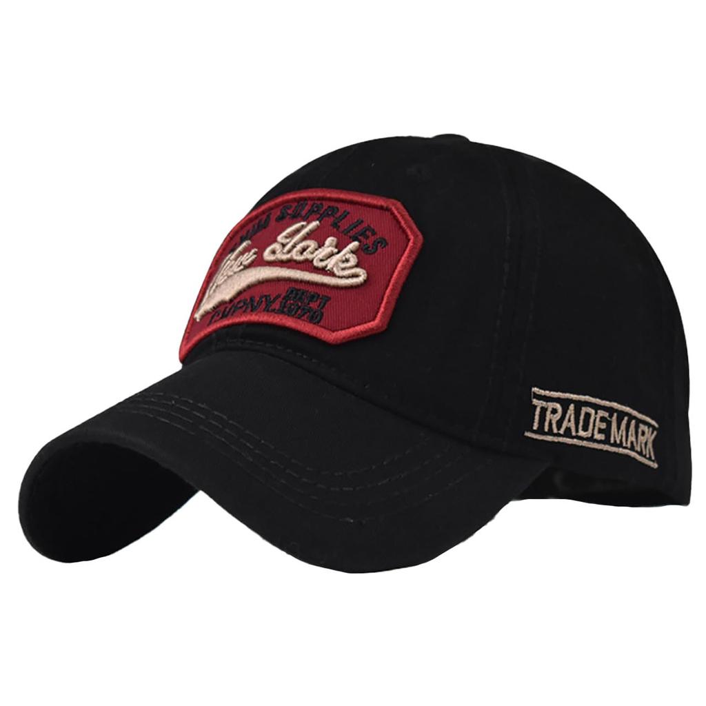 Baseball CZA425 [White Fang] Hat, Cap, Cap, Cotton, Embroidered, Casual, Stylish, Breathable, Men's, Women's, (Black)