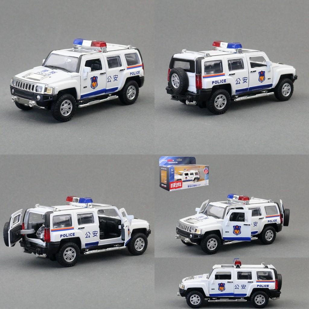 Alloy Car Model Hummer H3 Police Suv With Sound Light For Kids Play