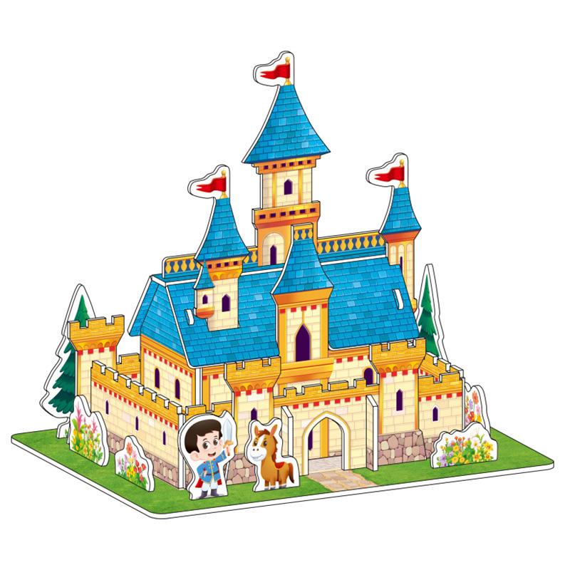 Cartoon Three-Dimensional Puzzle Children's Handmade DIY Toys Paper Card Villa Building Model Desktop Decoration