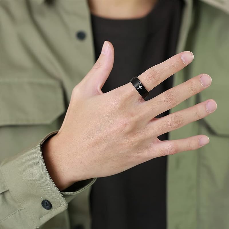Ювелирные изделия Популярность бренд 8мм мужские кольца золото кольцо из нержавеющей стали обручальное кольцо доказательство любви ключ к счастью кольцо с крестом кольцо с крестом мода