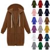 Women's Casual Zip Up Hoodies Long Tunic Sweatshirt Winter Windproof Drawstring Hooded Jacket Outerwear With Pockets