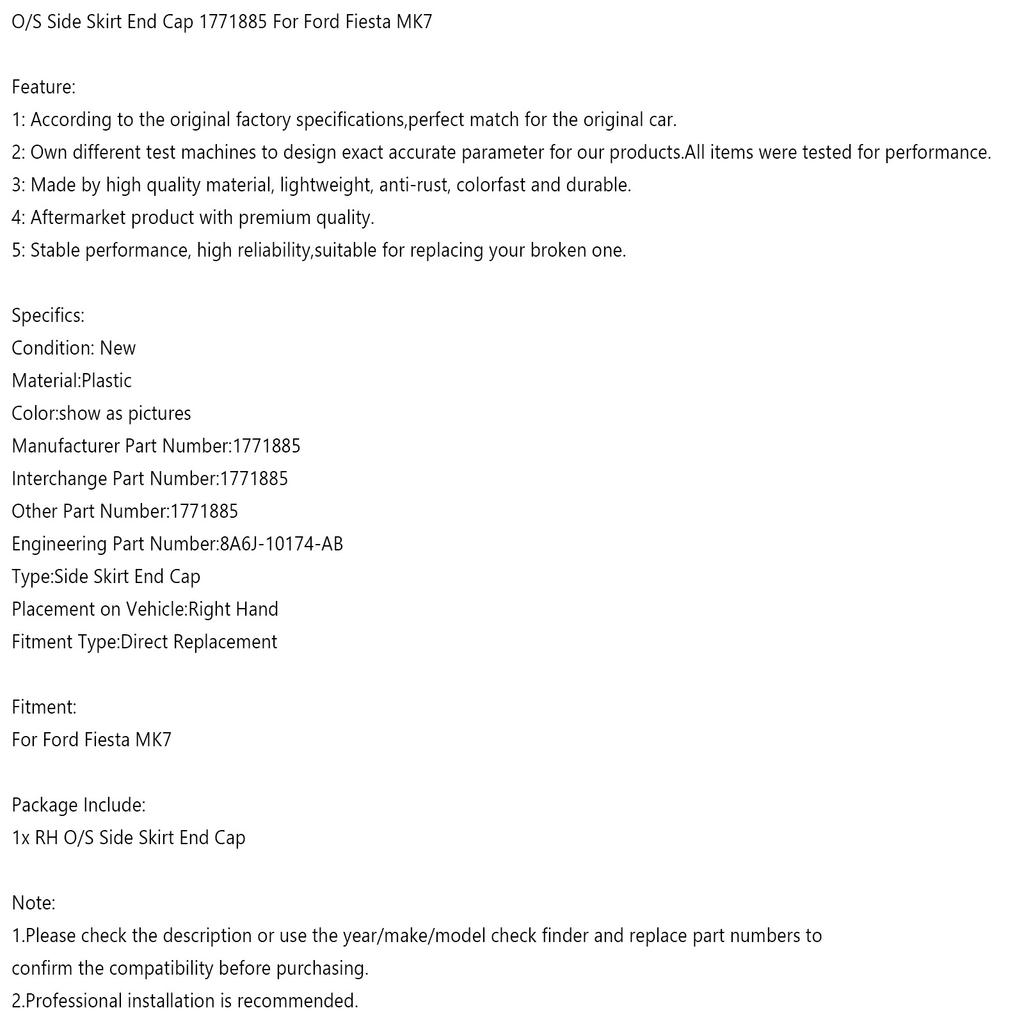 Заглушка порога O/S 1771885 для Ford Fiesta MK7