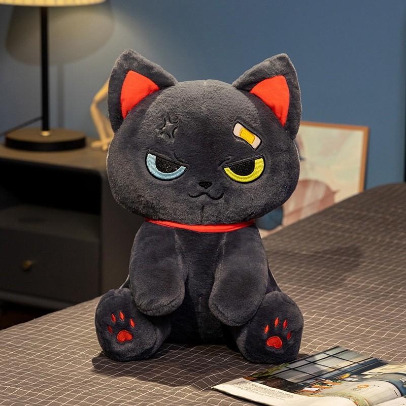 Cute Dark Pirate Cat Plush Toy Cozy Stuffed Animal Pillow For Relaxation And Sleep