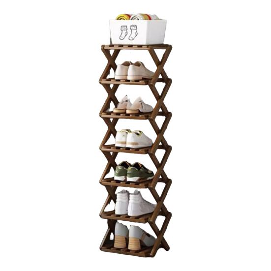 Многоуровневая складная бамбуковая полка для обуви без сборки, узкая, экономичная, для прихожей, кладовки, общежития