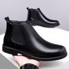 New Chelsea Boots for Men Black Sole PU Ankle Business Round Toe Slip-On Men Boots Size 38-48 Men Shoes Casual Slip-On Man Boots