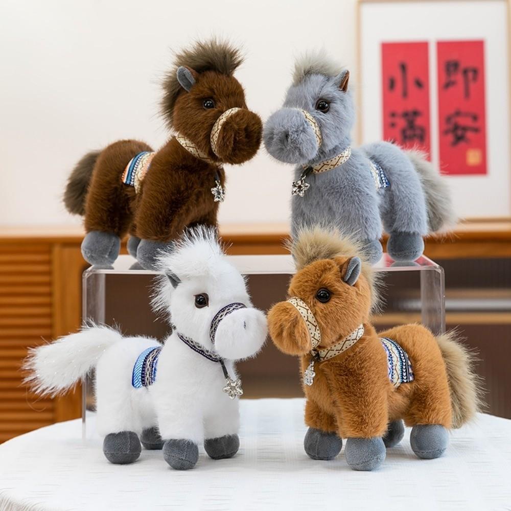 High Quality 23cm Pony Plush Toy Soft Miniature Throw Pillow Doll Realistic Stuffed Horse Zodiac Year of the Horse Gift