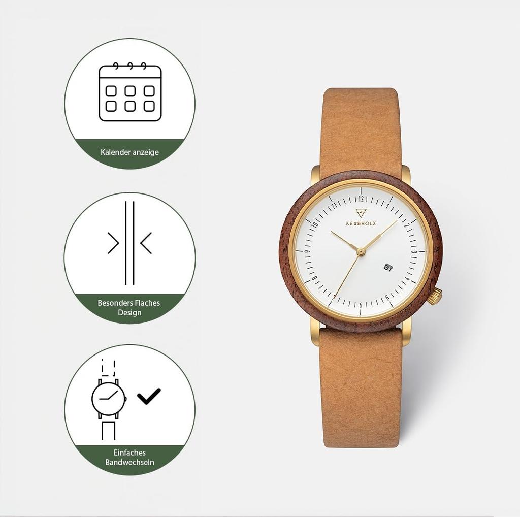 Curbholz немецкие оригинальные импортные женские часы MCAR7561, деревянные, дизайн, водонепроницаемые, продукт,