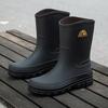 Men's Casual Waterproof Anti Slip Rain Boots Middle Tube Fashionable Work Rubber Shoes (buy One Size Larger for Cotton Styles)