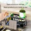 Кухонная мойка Держатель для губки Caddy с дренажным поддоном Прочная несущая нагрузка Коррозионностойкая полая конструкция Органайзер для мытья посуды Стеллаж для хранения губки