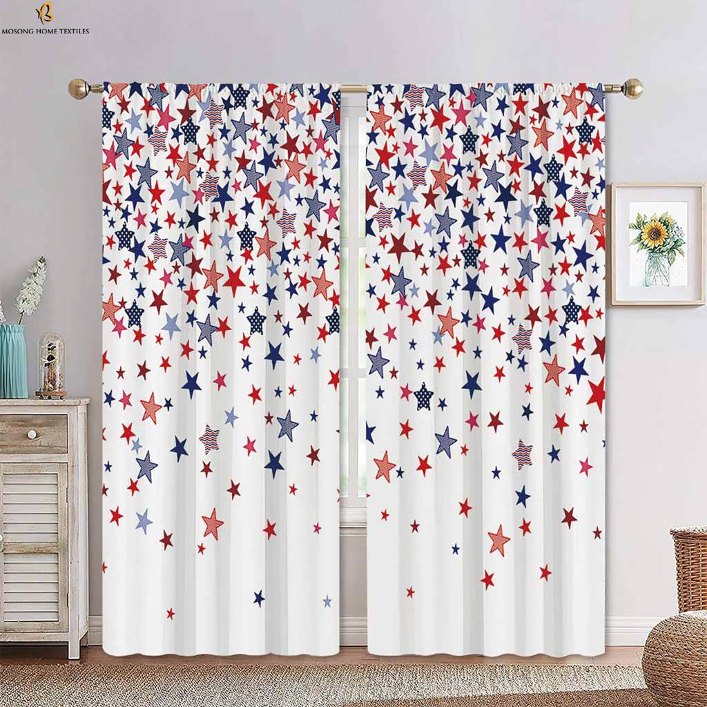 Милые шторы с рисунком звезд, луны и облаков из мультфильма, синие и белые шторы для детской комнаты, 2 шт.
