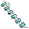 Aqua Apatite Gemstone Handmade 925 Sterling Silver Bracelet 7-8" W3G31
