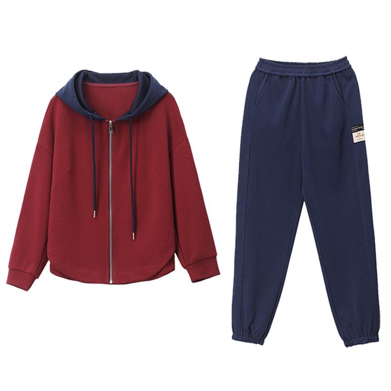 Женский спортивный костюм большого размера - Стильный осенний костюм-двойка для мам среднего возраста