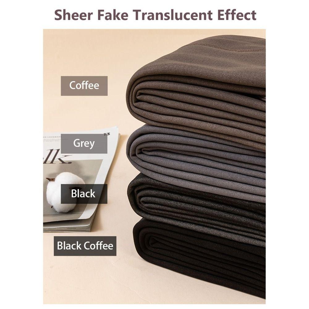 Толстые поддельные полупрозрачные леггинсы с высокой талией термочулки зимние теплые колготки для женщин