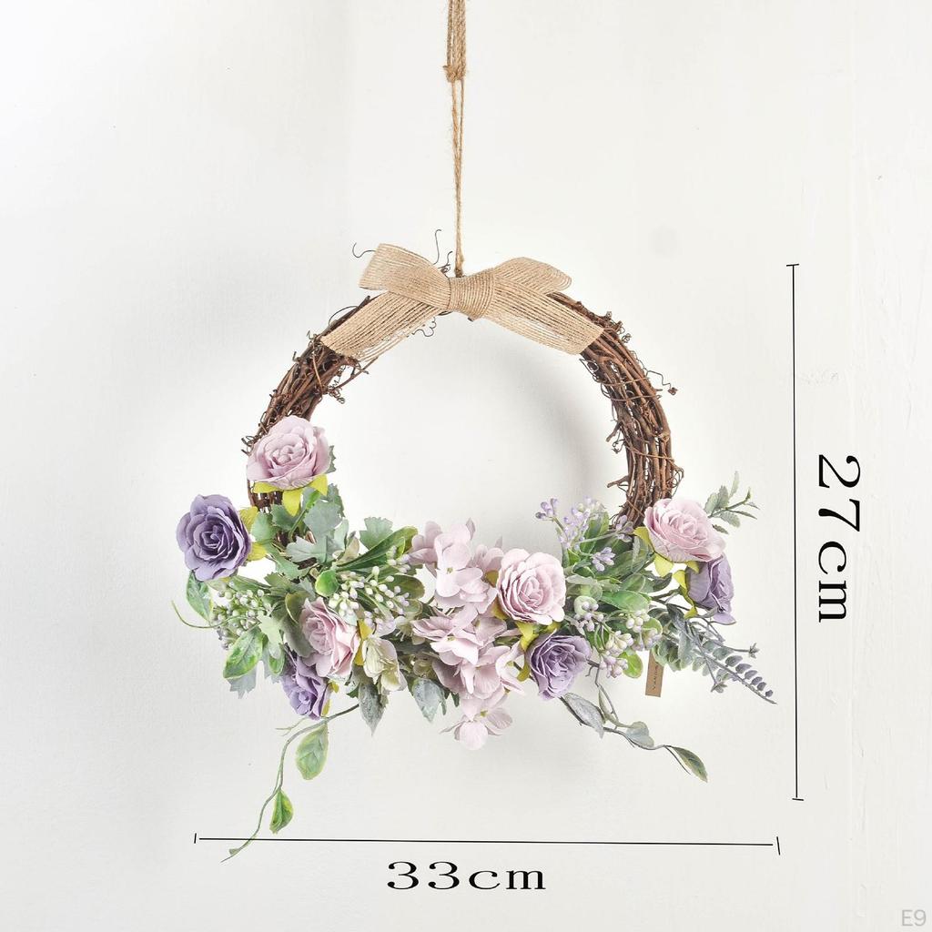 Венок из искусственных цветов 13 дюймов, весенний, для входной двери, зелень, подвесная гирлянда, для помещений и улицы