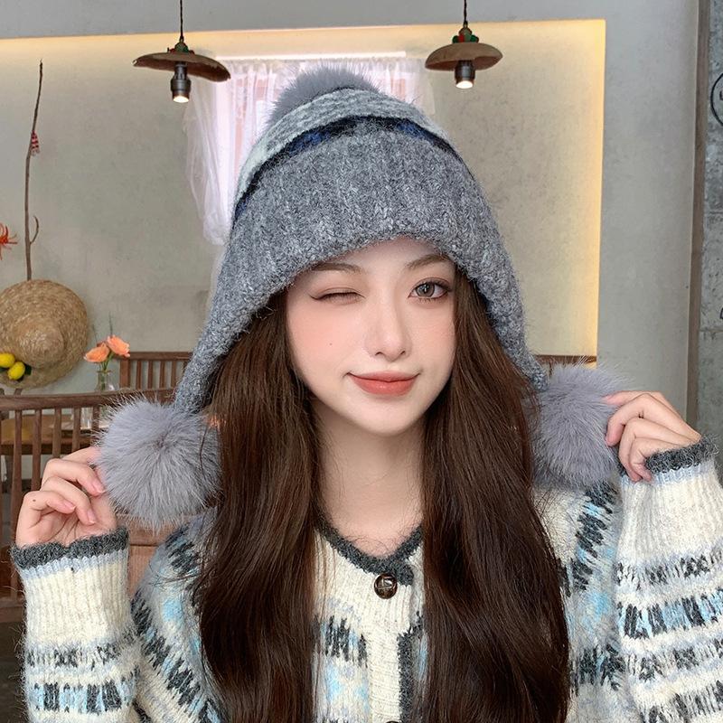 Новая корейская вязаная шапка на все случаи жизни для женщин на осень и зиму, милая и теплая шапка-бини, модная шерстяная шапка