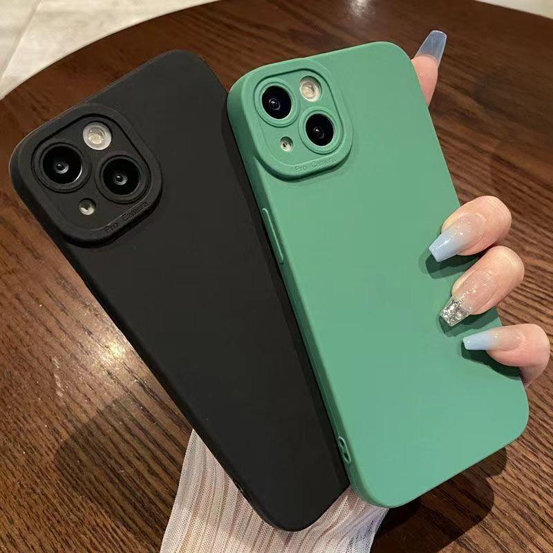 Высококачественный черный противоударный силиконовый чехол для телефона TPU для iPhone 15 14 13 12 11 Pro Max X XS XR 78 Plus мужской защитный чехол для объектива