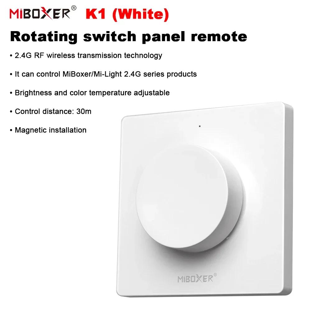 Miboxer K1 Пульт-панель с поворотным переключателем, Wi-Fi диммер с регулировкой яркости и цветовой температуры, 2.4G, белый/черный, пульт 3В