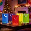 5Pcs Square Bottom Bag Medium Size Thick Paper Gift Bags with Handles Christmas Office Parties
