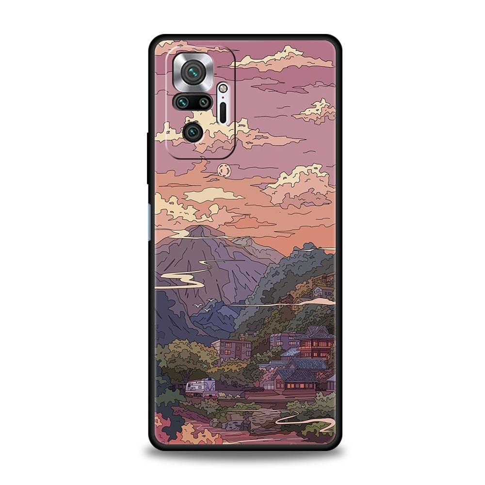 INS Korean Sunset Scenery For Xiaomi Redmi Note 12 5G Phone Case 10C 10 11 9 8 Pro Plus 9S 7 8T 9T 9A 8A 9C K50 K40 Gaming Cover