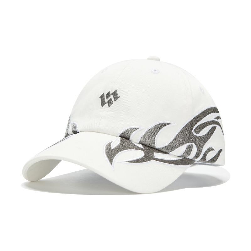 Street Trendy Brand Big Head Circumference Baseball Cap Contrasting Color Flame Splicing Washed Embroidery Hip Hop Sunshade Cap