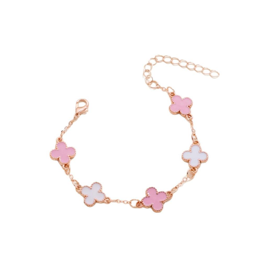 Five Flowers Four-leaf Clover Bracelet Women Senior Sense of Light Luxury Exquisite Double-sided Mother-of-pearl Hand Jewelry