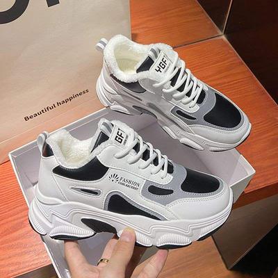 Платформенные кроссовки «папины кроссовки» женские 2025 новая осень и зима бархатные женские туфли универсальные увеличивающие рост повседневные спортивные туфли