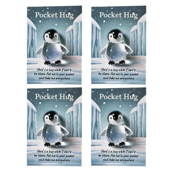 4/5Pcs Pocket Hug Animal with Positive Card Emotional Support Resin Animal Token Mini Turtle Penguin Frog Bear Elephant Statue Figurine Inspirational