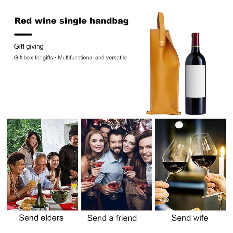 1 шт. стильная сумка для упаковки вина из искусственной кожи с ручкой, сумка для бутылки шампанского, подарочная сумка для вечеринки, свадебные принадлежности