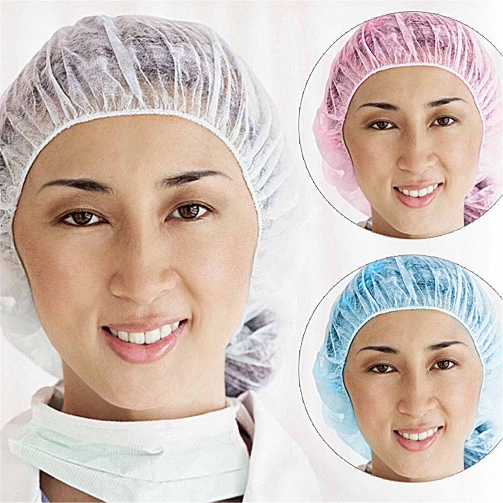 100 Pcs Disposable Stretch Non Woven Fabric Catering Hat Eyebrows Tattoo Hair Net Caps Microblading
