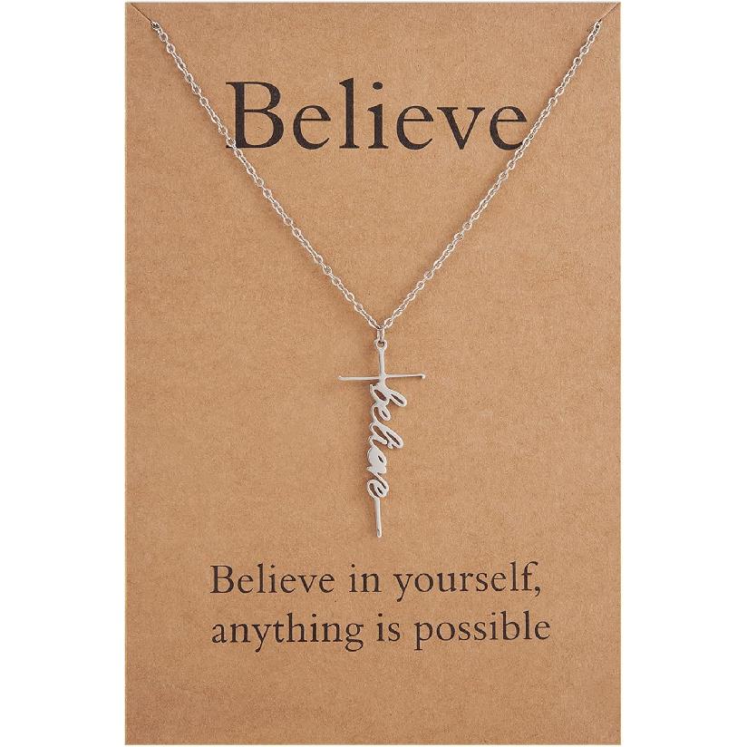 Lcherry Faith Cross Pendant Necklace for Women Religious Christian Jewelry Birthday Christmas Gifts for Women
