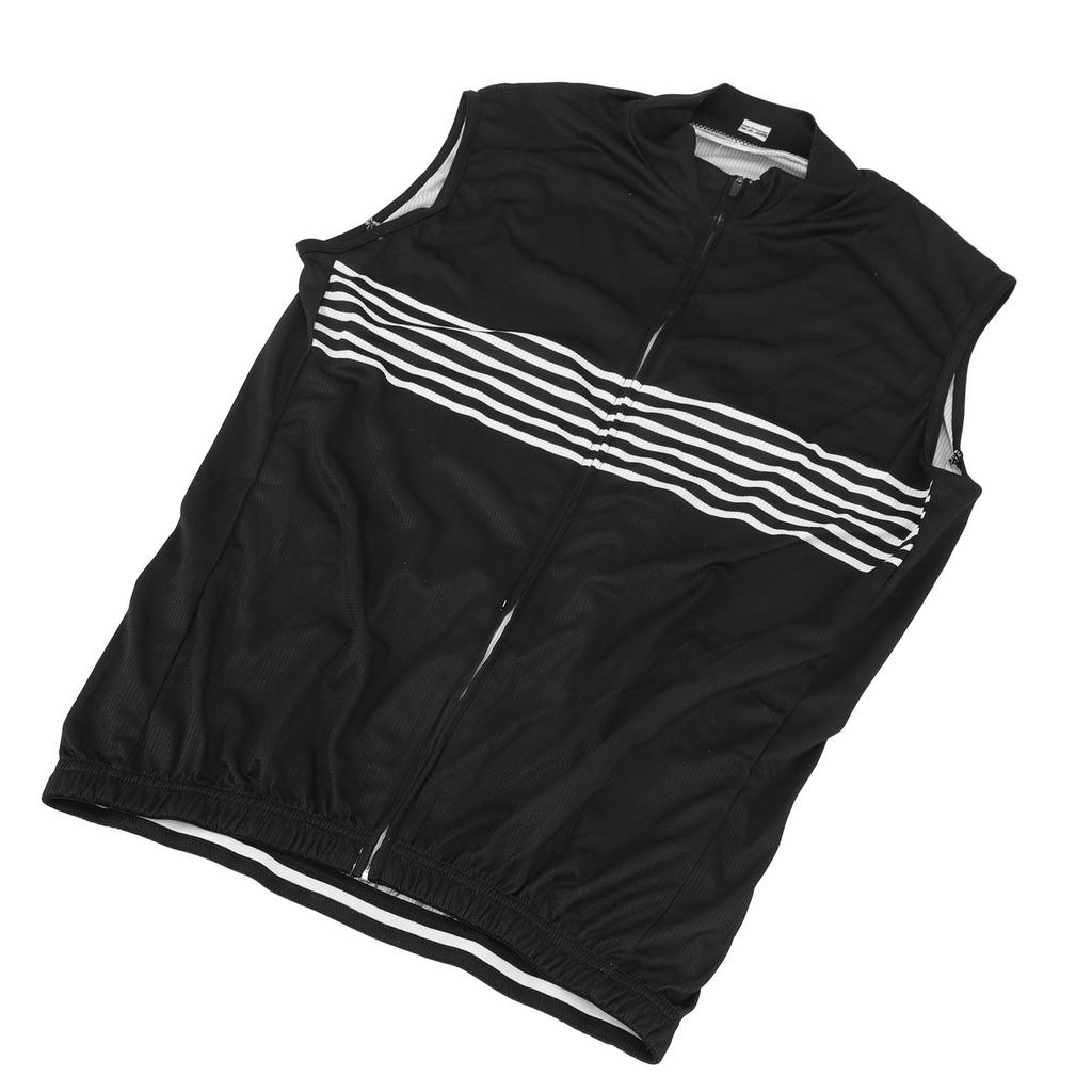 Cycling Vest Breathable Quick Drying Full Zip Outdoor Sports Sleeveless Road Bike Clothing for Running Black XXXL Size