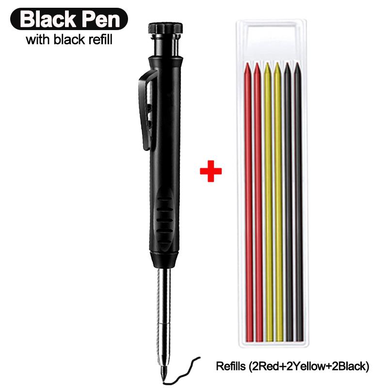 Твердый набор карандашей для плотника со сменными стержнями, встроенная точилка, механический маркер с глубокими отверстиями для писцов, деревообрабатывающих инструментов