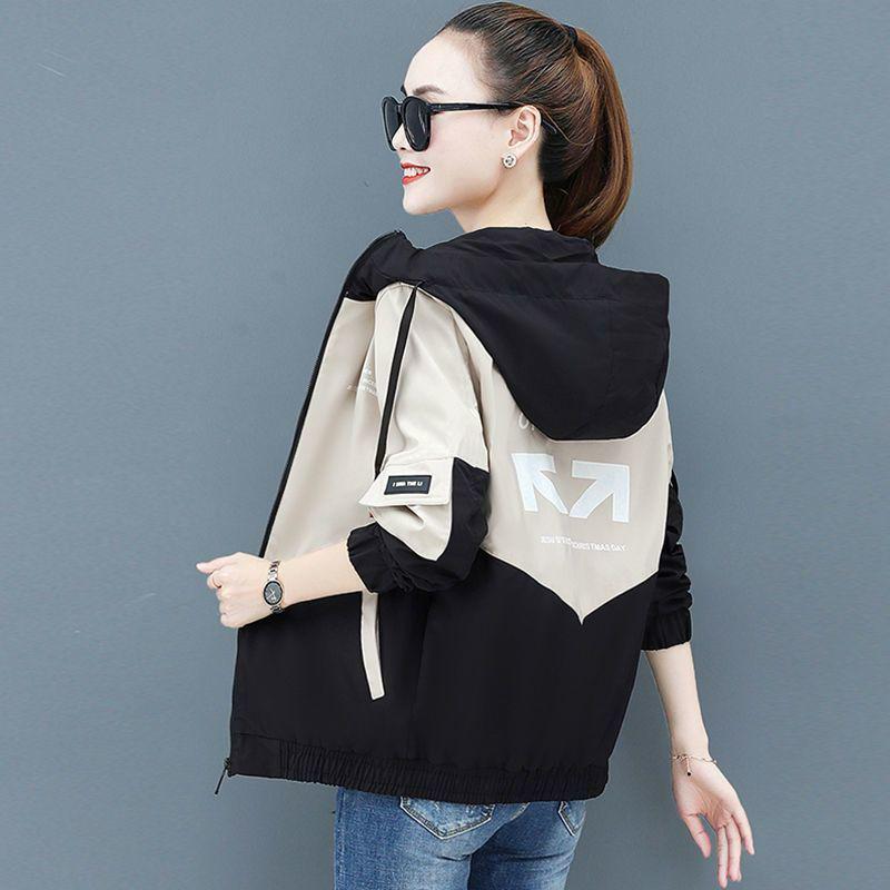 Женская корейская бейсбольная куртка с капюшоном, повседневная большого размера, тонкая ветровка на весну/осень