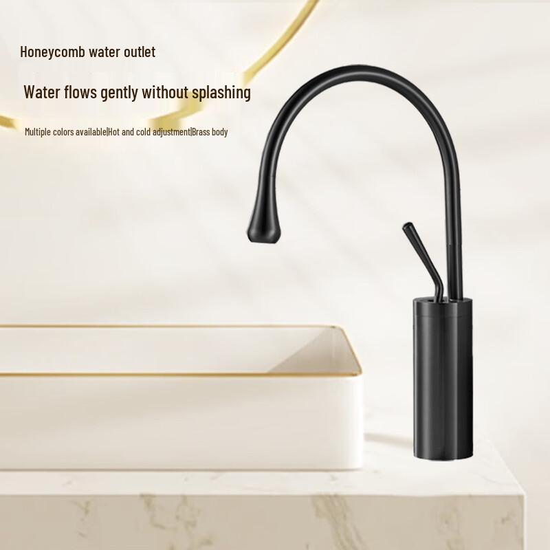 TLXT Black Tall Basin Faucet